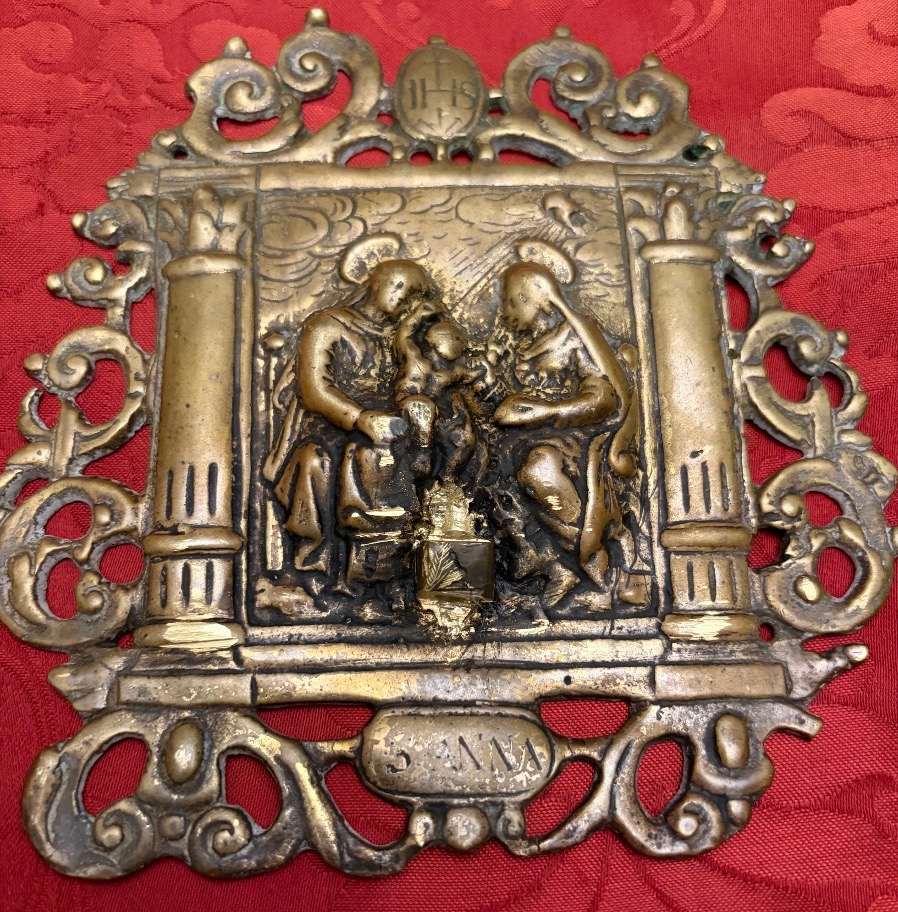 Baiser de paix en bronze, XVI éme siècle, Italie. Ste Anne.