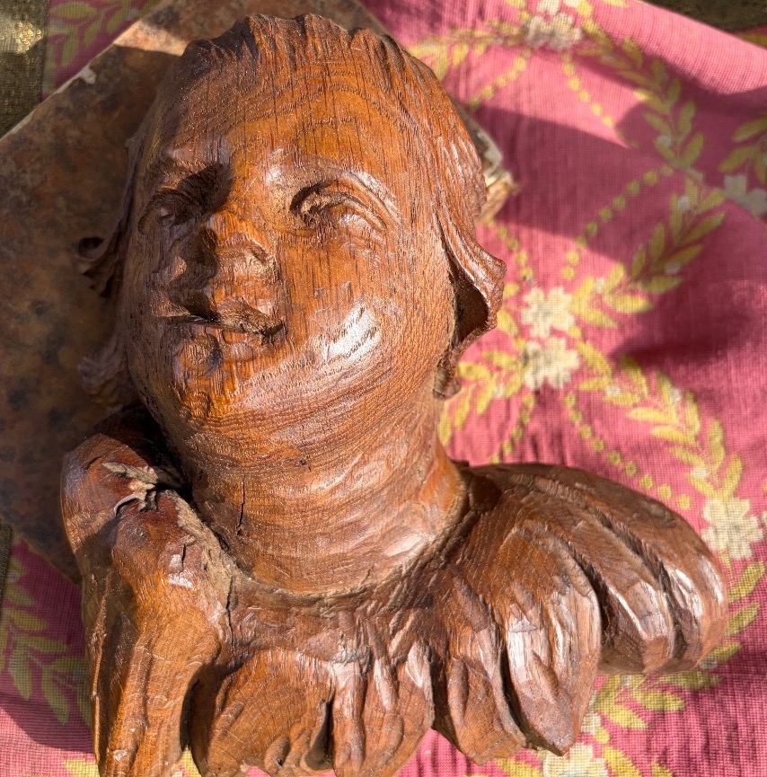 Tête d’ange, chêne XVIII eme siècle, France .
