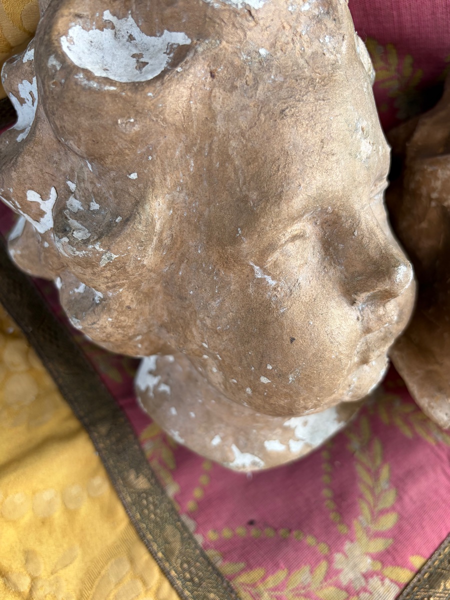 Pair Of 18th-century Children’s Heads, Made Of Papier-mâché. France.-photo-2