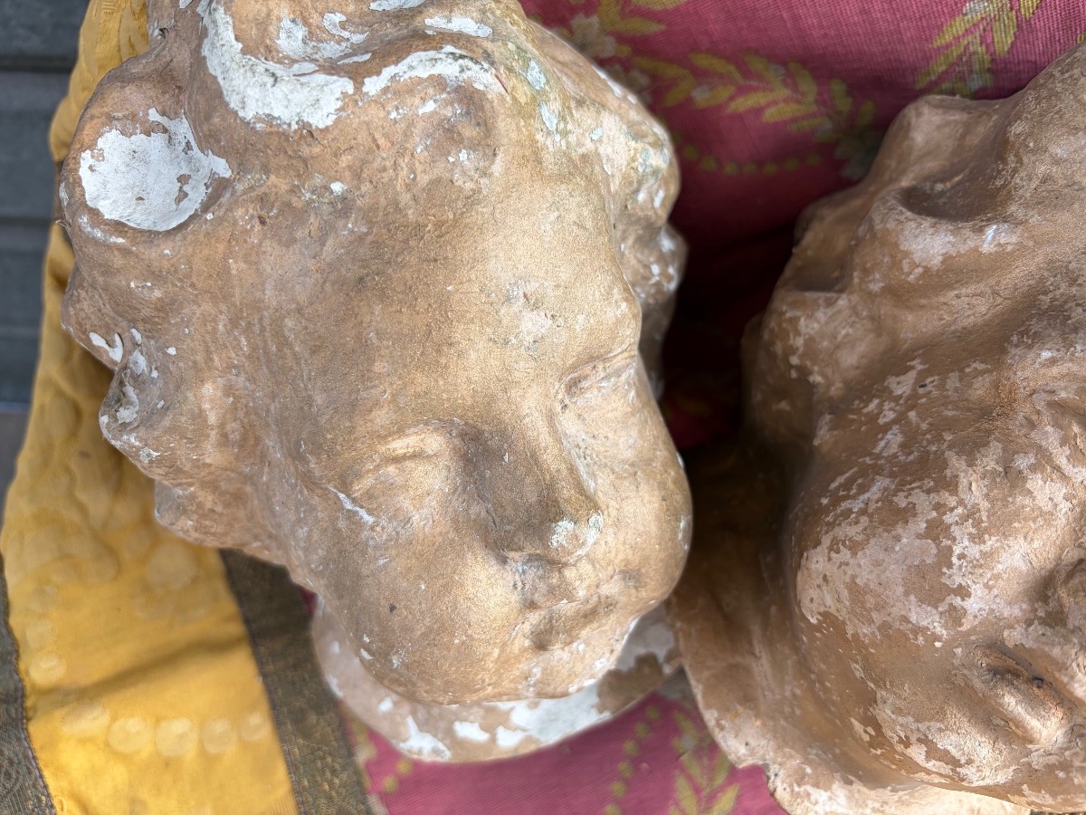 Pair Of 18th-century Children’s Heads, Made Of Papier-mâché. France.-photo-3