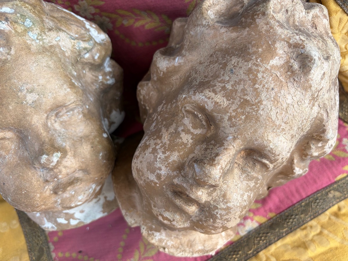 Pair Of 18th-century Children’s Heads, Made Of Papier-mâché. France.-photo-1