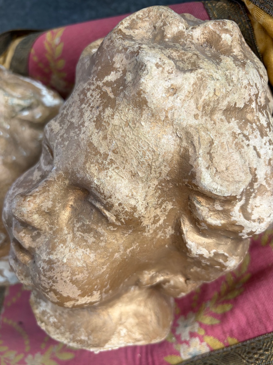 Pair Of 18th-century Children’s Heads, Made Of Papier-mâché. France.-photo-2