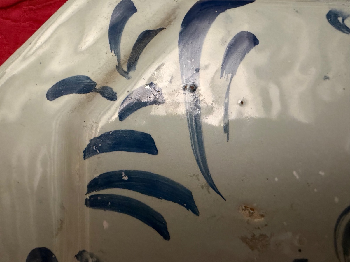 Plat en majolique de Savone ( Italie),  octogonal, XVIII eme siecle, parfait état.-photo-8