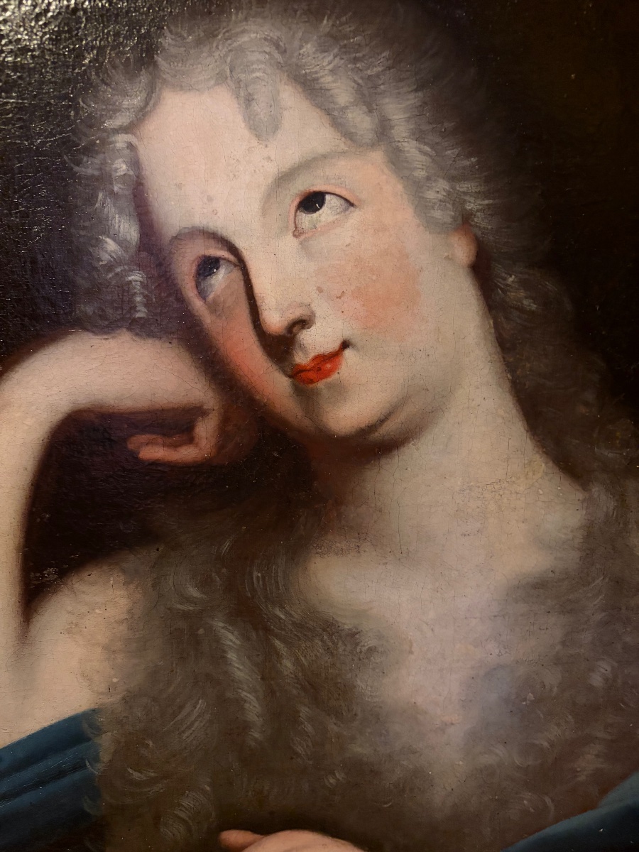 Oil On Canvas, Mary Magdalene In Ecstasy, 17th Century, France.-photo-4