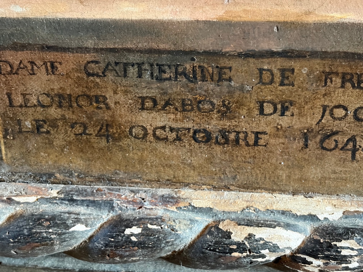 Grande huile sur toile, XVII éme siècle, portrait d’une dame de qualité. France.-photo-2