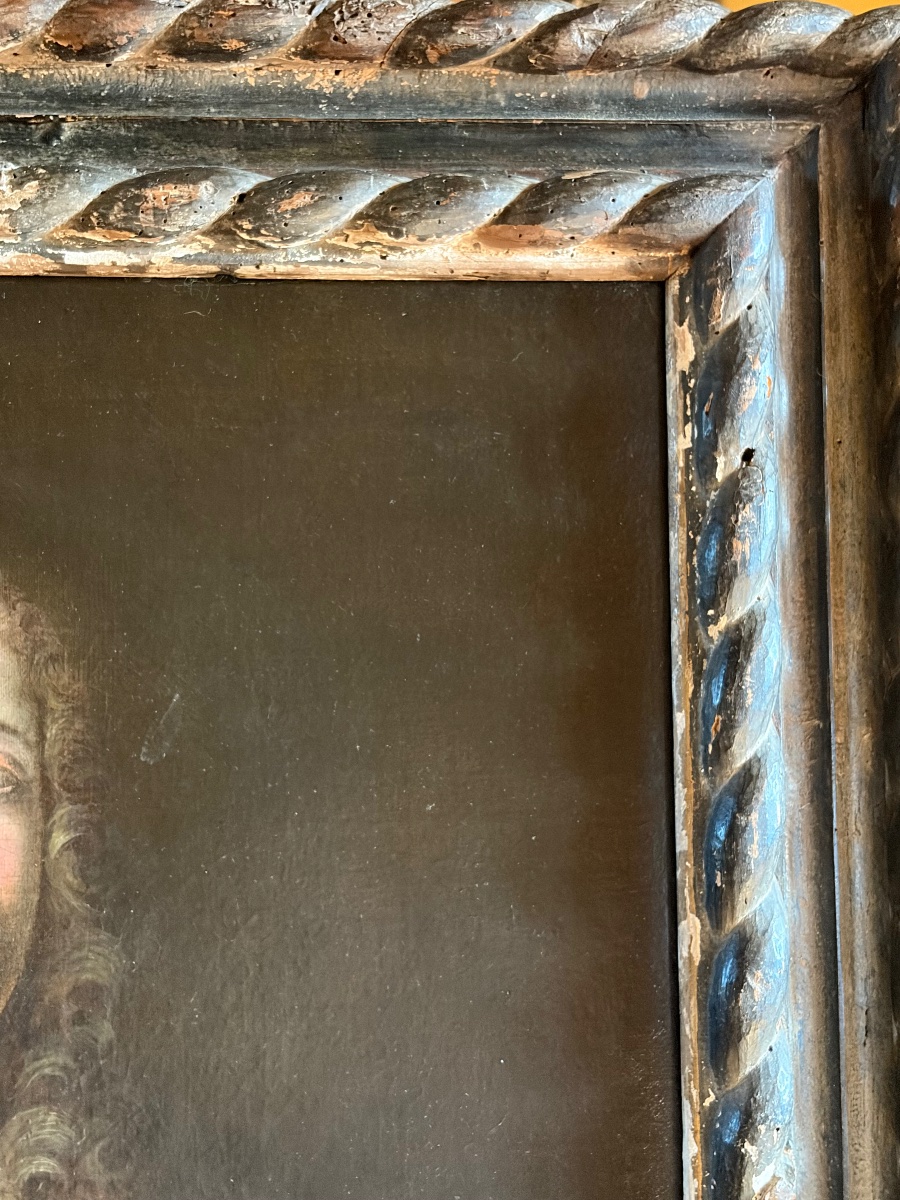 Grande huile sur toile, XVII éme siècle, portrait d’une dame de qualité. France.-photo-5