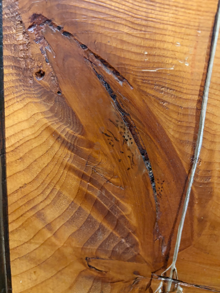 Trompe-l-oeil au brin d’avoine, fourmis, clé, bouton, sur bois, XXeme siècle.-photo-5