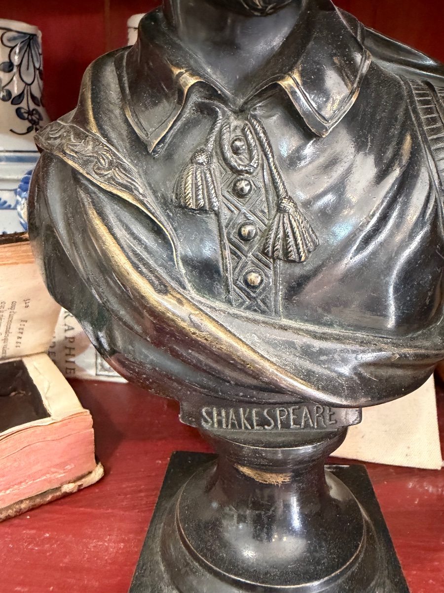 Buste en bronze, Shakespeare, XIX eme siècle. France-photo-1