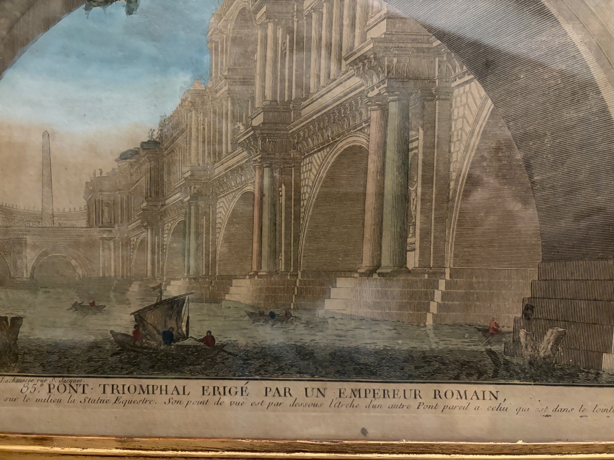 Vue d’optique, « Pont triomphal érigé par un Empereur », d’après Piranése, XVIII éme siècle -photo-7