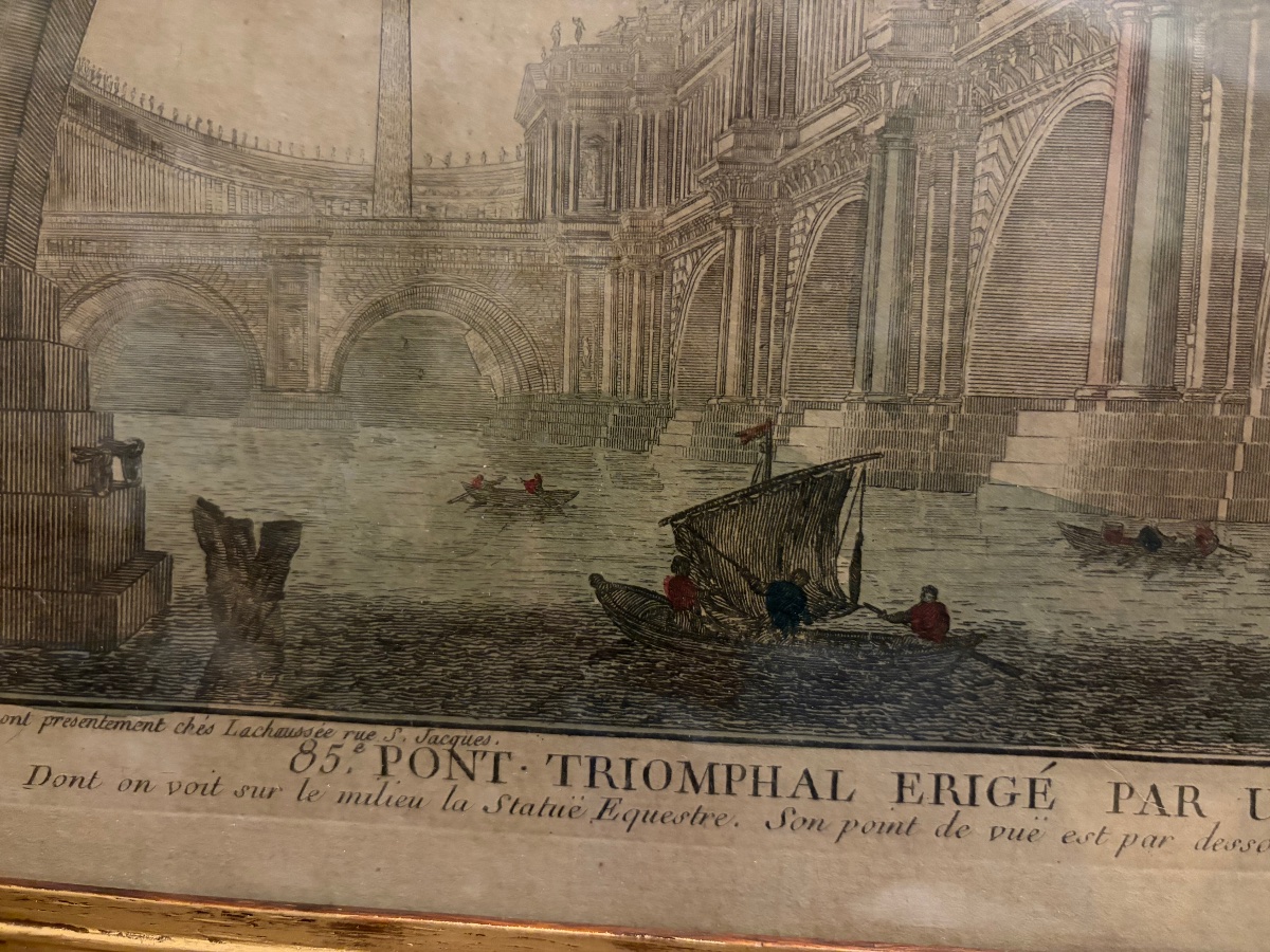 Vue d’optique, « Pont triomphal érigé par un Empereur », d’après Piranése, XVIII éme siècle -photo-8