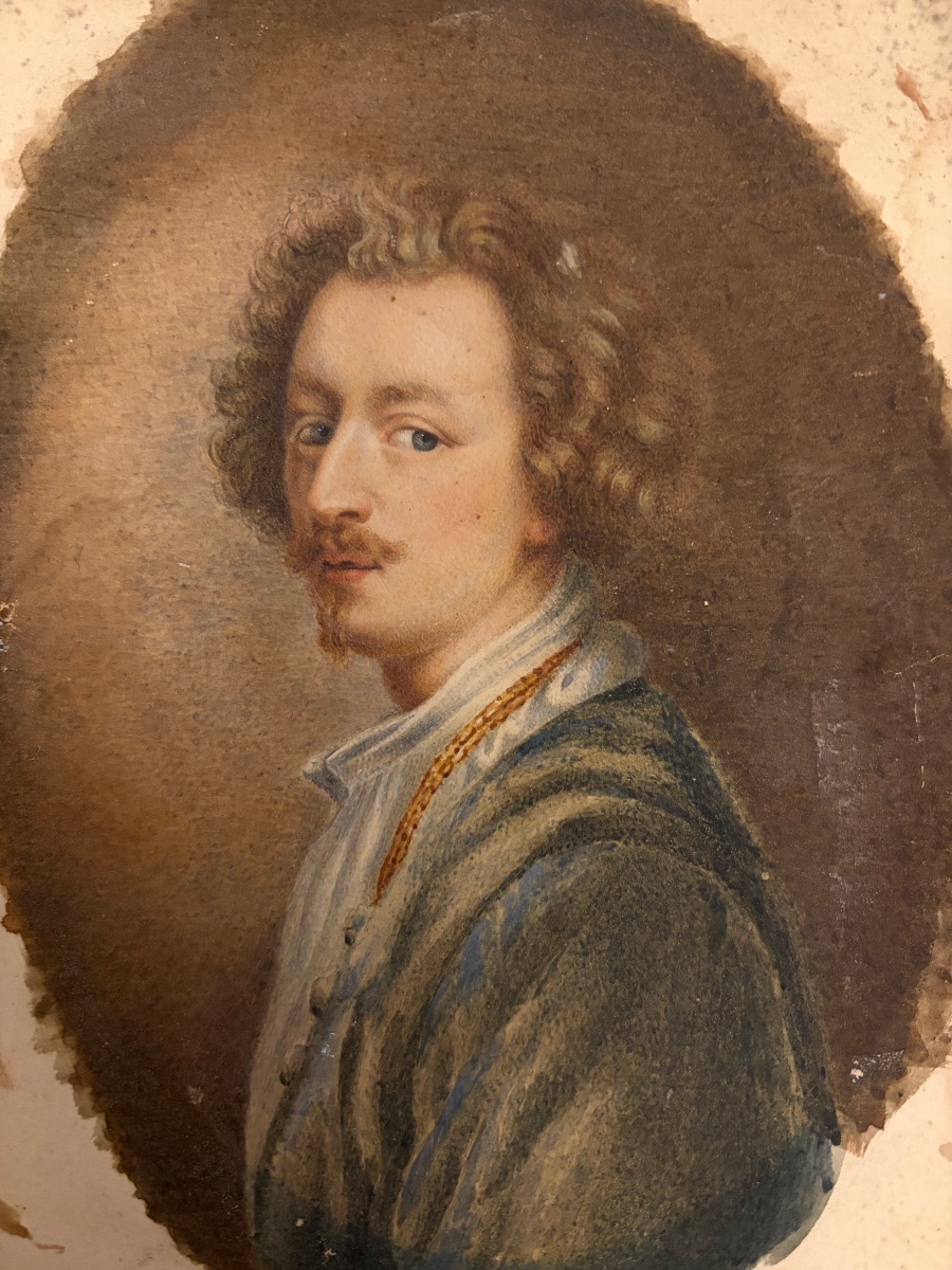 Portrait Of A Young Man Of Distinction, Gouache On Cardboard, 19th Century, France.