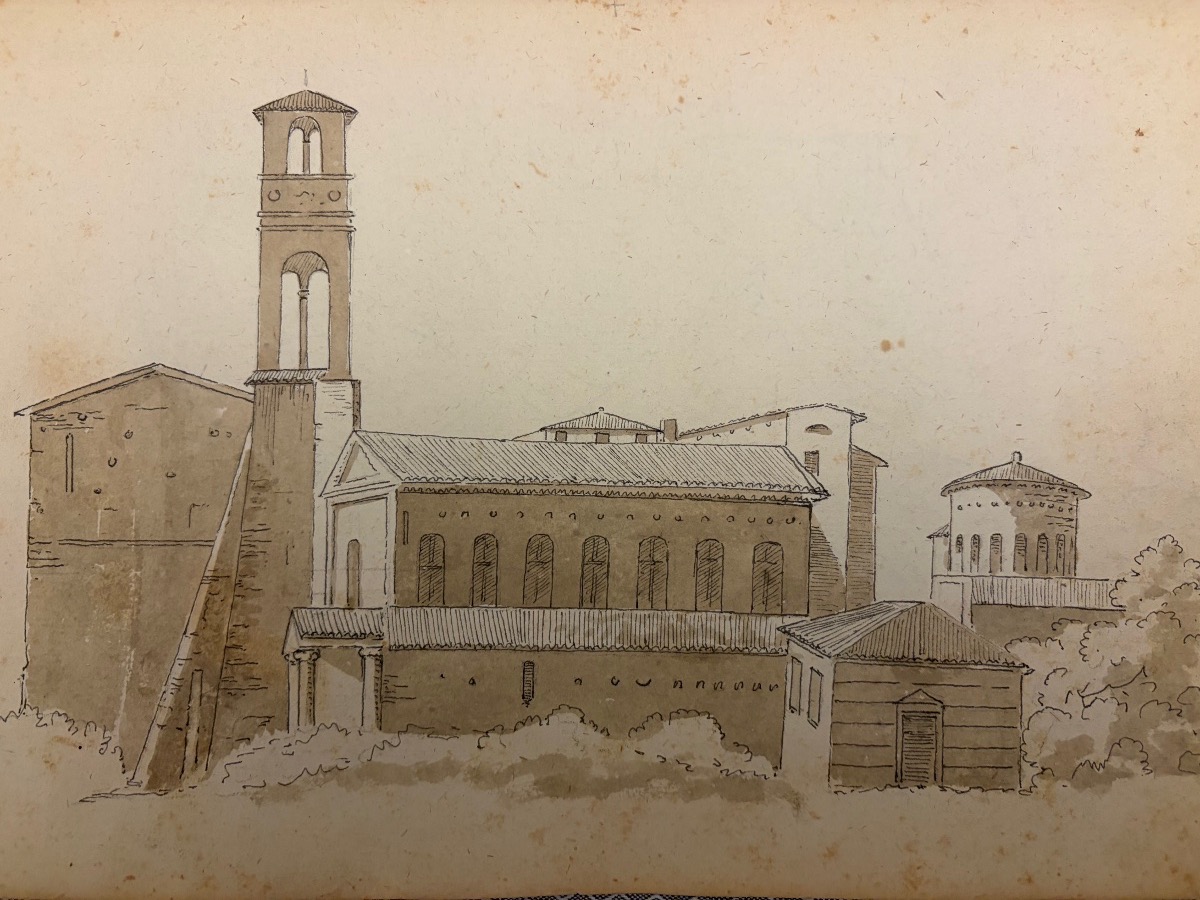 Double-sided Drawing: On One Side, A Copy Of Two Figures By Michelangelo, And A View Of Italy-photo-6