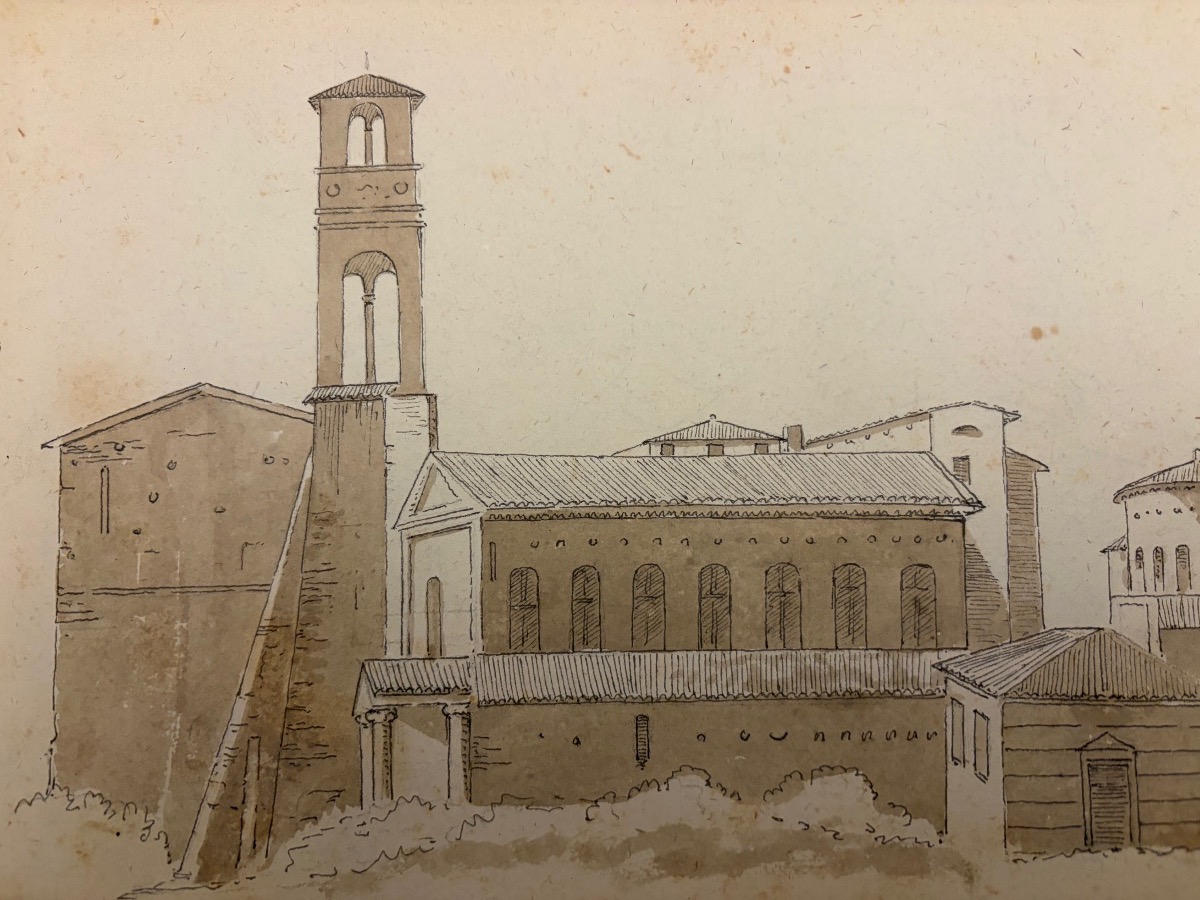 Double-sided Drawing: On One Side, A Copy Of Two Figures By Michelangelo, And A View Of Italy-photo-8