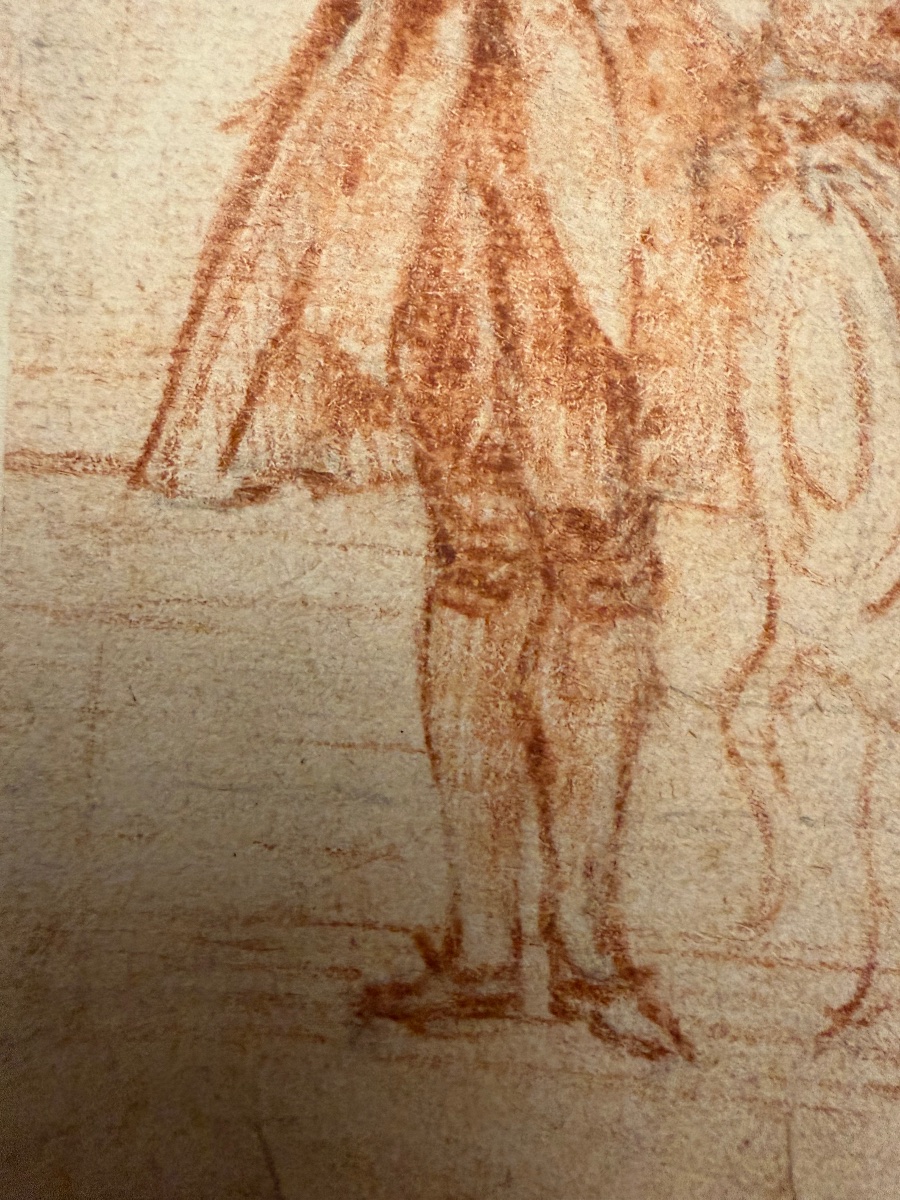 A Small Red Chalk Drawing Depicting The Silhouette Of A Young Gentleman. A Collector's Item, 18th Century.-photo-2