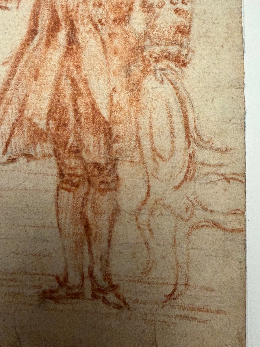 A Small Red Chalk Drawing Depicting The Silhouette Of A Young Gentleman. A Collector's Item, 18th Century.-photo-3