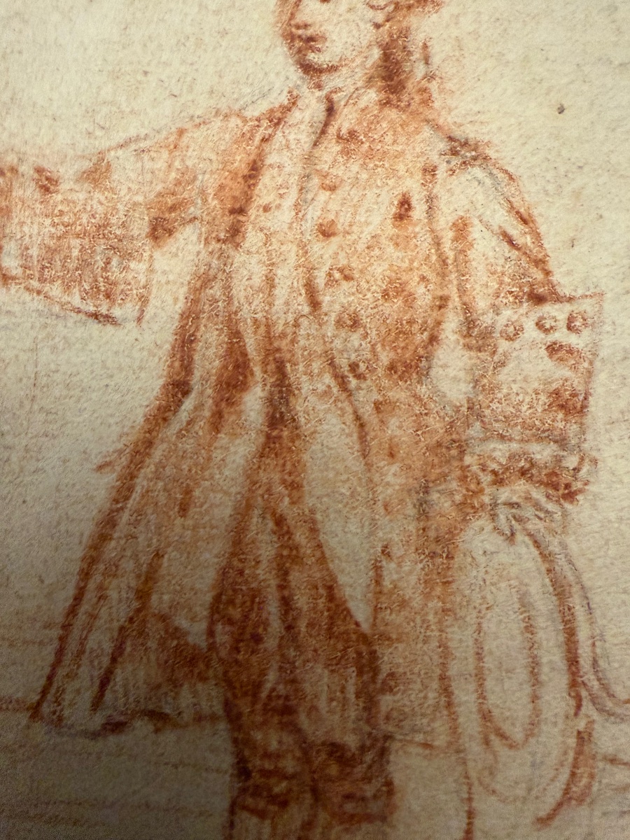 A Small Red Chalk Drawing Depicting The Silhouette Of A Young Gentleman. A Collector's Item, 18th Century.-photo-4