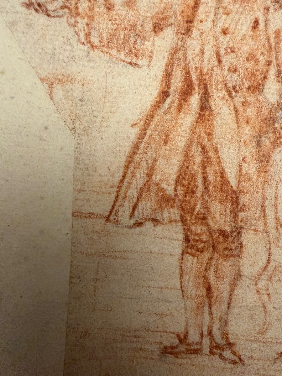 A Small Red Chalk Drawing Depicting The Silhouette Of A Young Gentleman. A Collector's Item, 18th Century.-photo-4