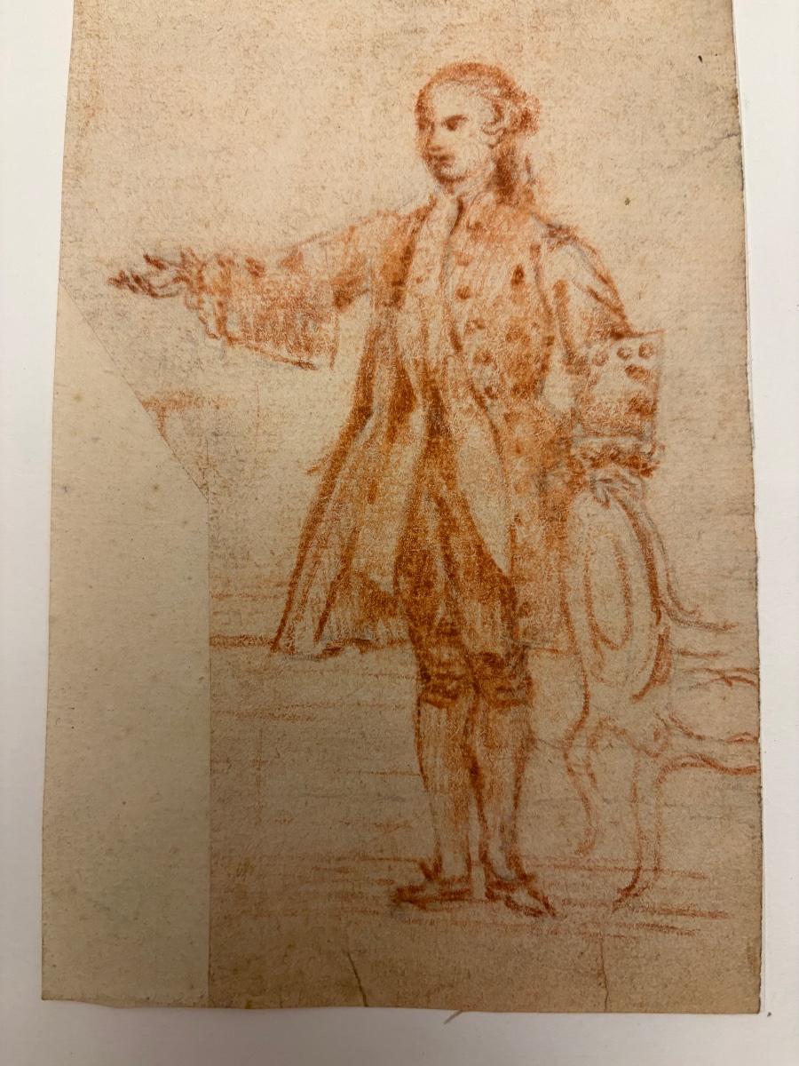 A Small Red Chalk Drawing Depicting The Silhouette Of A Young Gentleman. A Collector's Item, 18th Century.
