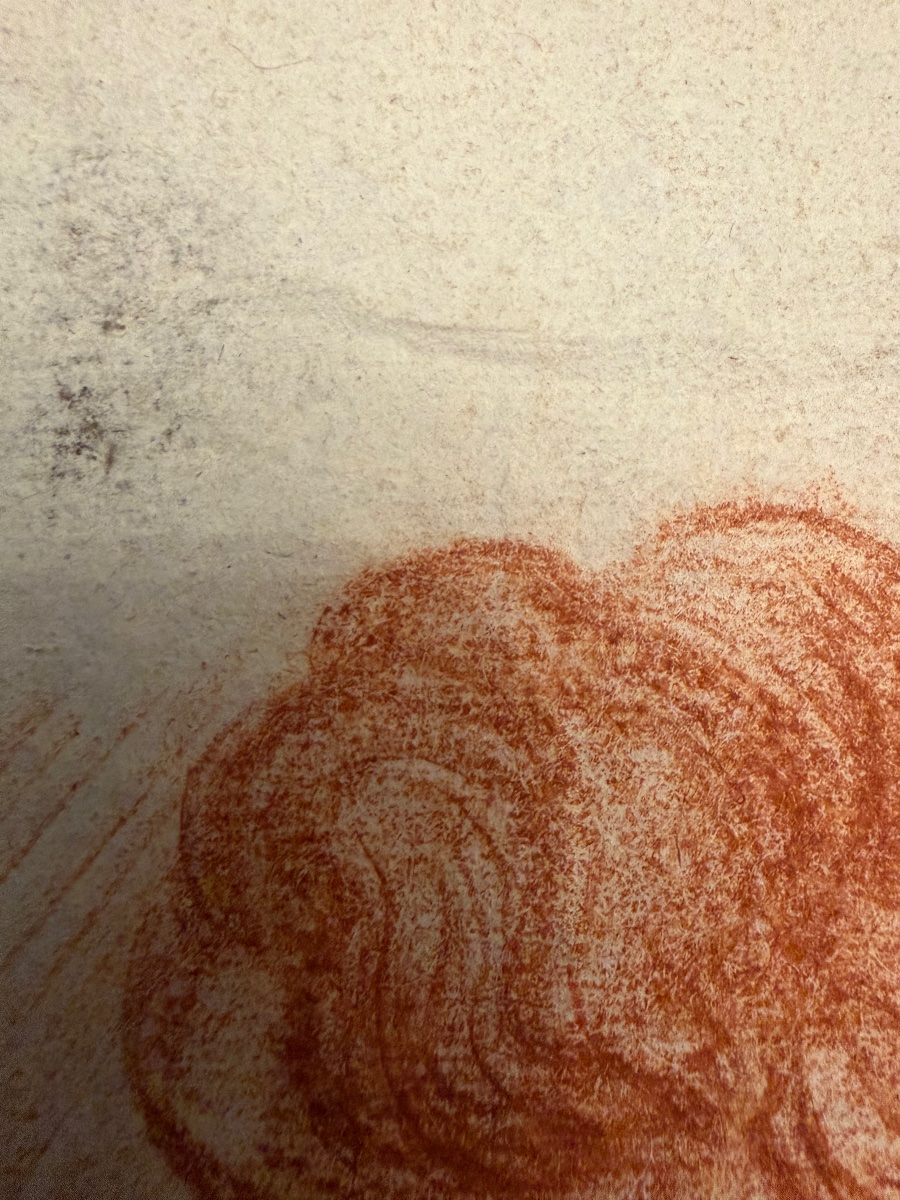 Étude académique fin XVIII éme siècle, sanguine, profil masculin (?), les cheveux retenus.-photo-4