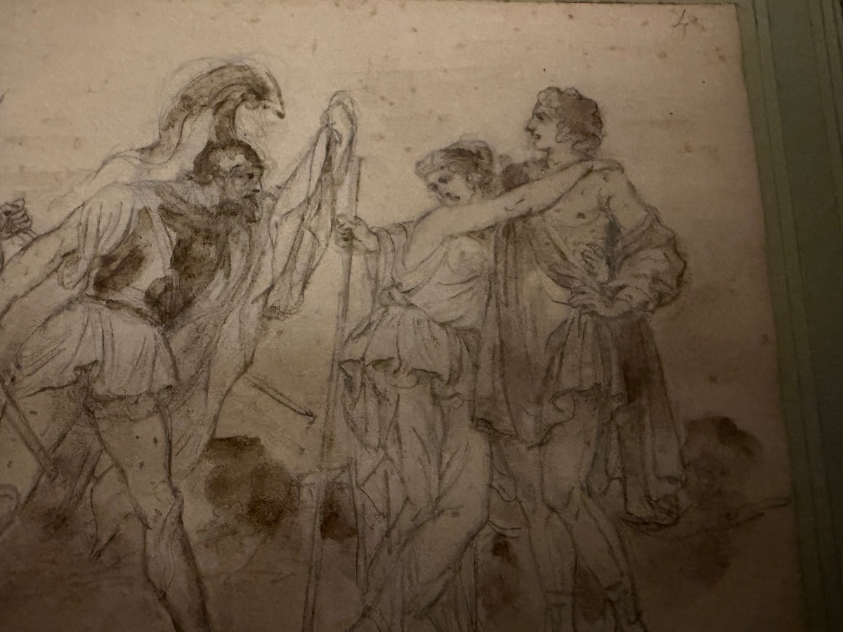 Small Neoclassical Drawing, Ancient-style Scene, France Or Italy, Circa 1830.-photo-3