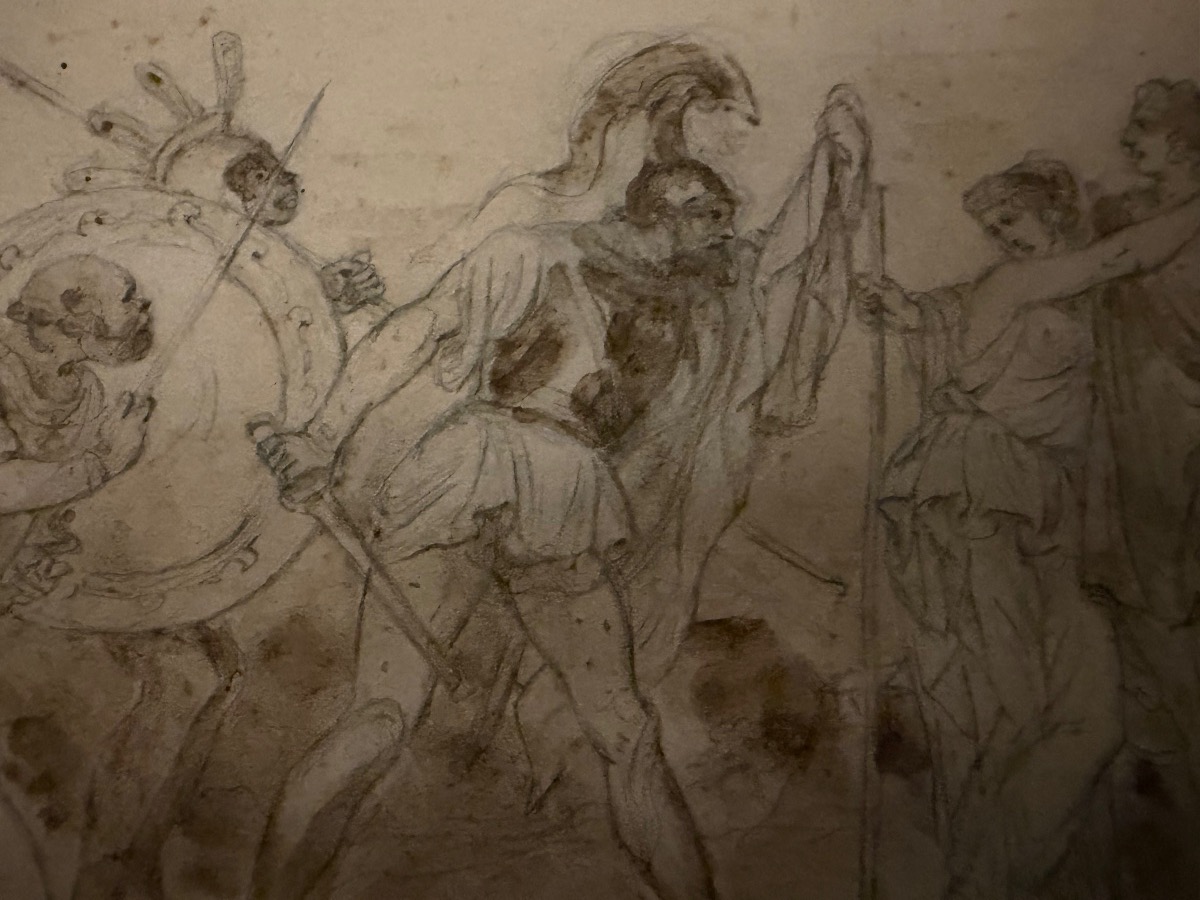 Small Neoclassical Drawing, Ancient-style Scene, France Or Italy, Circa 1830.-photo-4