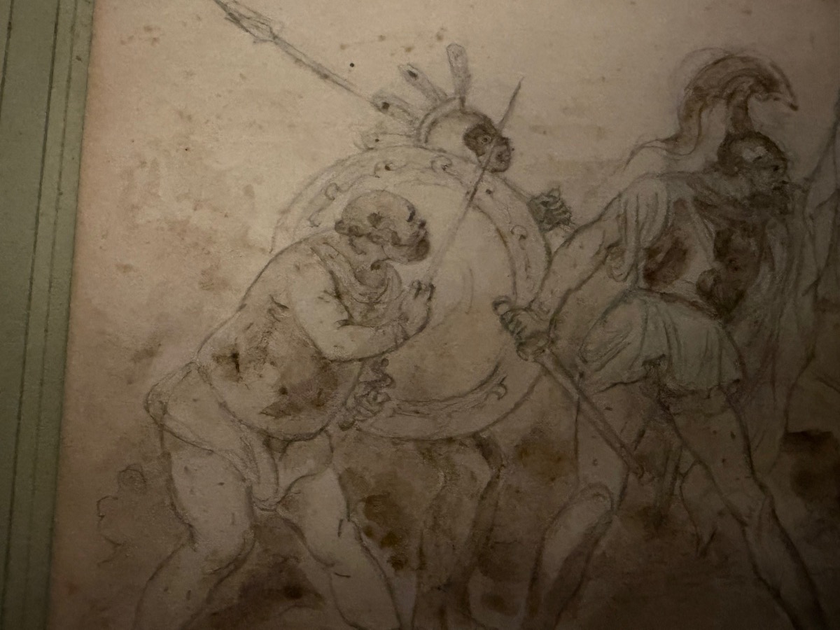 Small Neoclassical Drawing, Ancient-style Scene, France Or Italy, Circa 1830.-photo-5