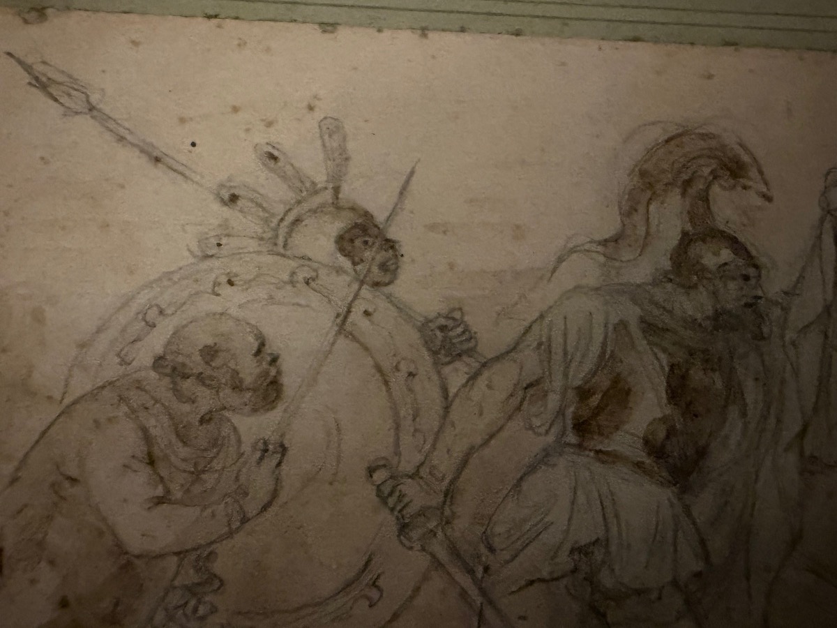 Small Neoclassical Drawing, Ancient-style Scene, France Or Italy, Circa 1830.-photo-6