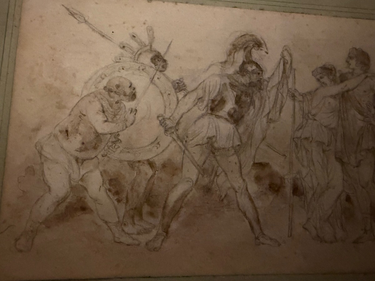 Small Neoclassical Drawing, Ancient-style Scene, France Or Italy, Circa 1830.-photo-1