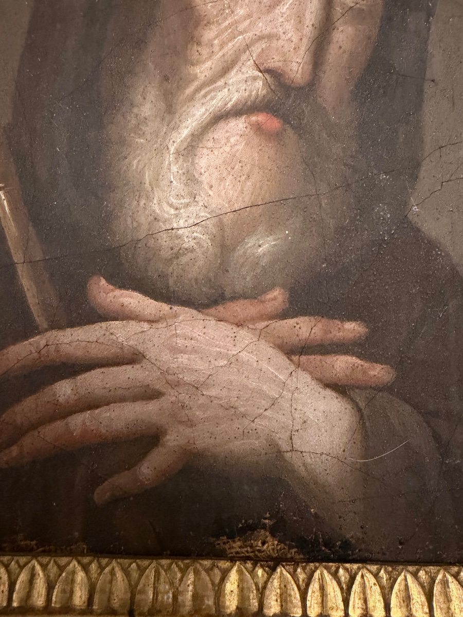 Portrait Of A Holy Man, Oil On Canvas, 17th Century. France. Beautiful 18th-century Frame.-photo-4