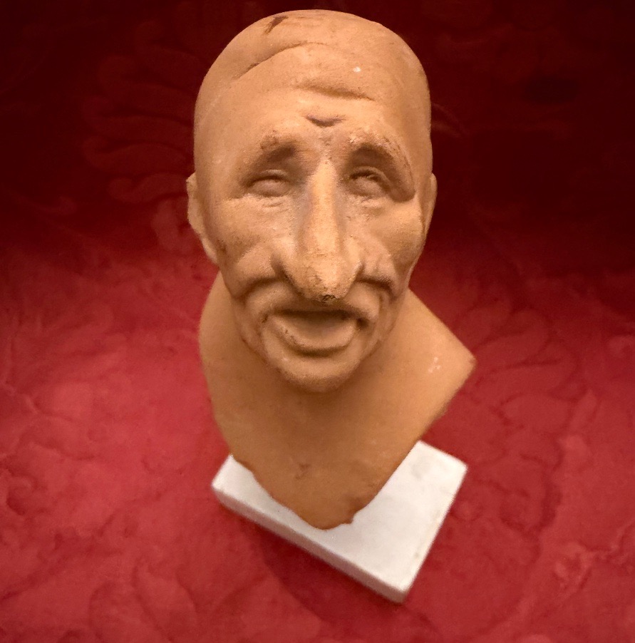 Small Terracotta Bust Of An Italian Actor Wearing A Commedia Dell&amp;#039;arte Mask. -photo-1