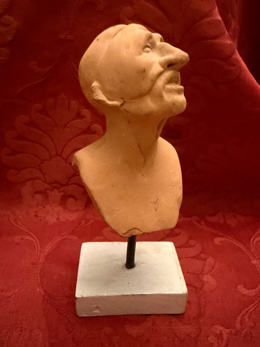 Small Terracotta Bust Of An Italian Actor Wearing A Commedia Dell&amp;#039;arte Mask. 