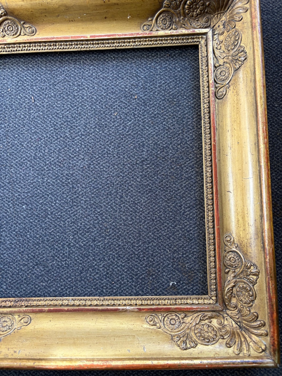 Gilded Wooden Frame With Palmette Motifs At The Corners, Ca. 1830, France.-photo-6