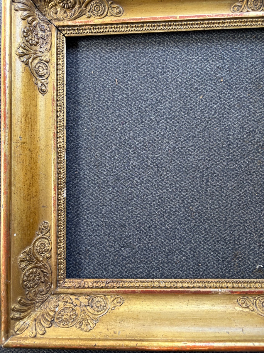 Gilded Wooden Frame With Palmette Motifs At The Corners, Ca. 1830, France.-photo-8