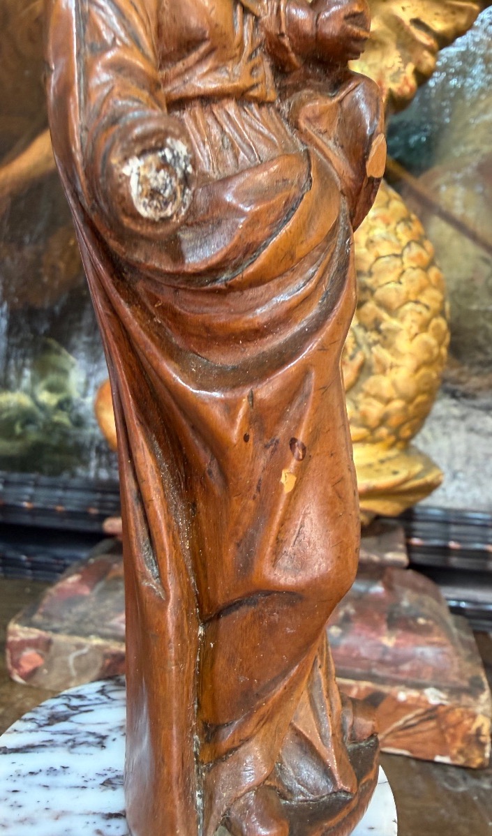 Boxwood Statuette, Virgin And Child. 18th Century, France.-photo-3
