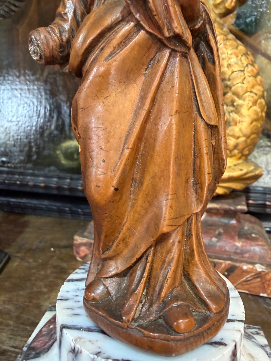 Boxwood Statuette, Virgin And Child. 18th Century, France.-photo-4