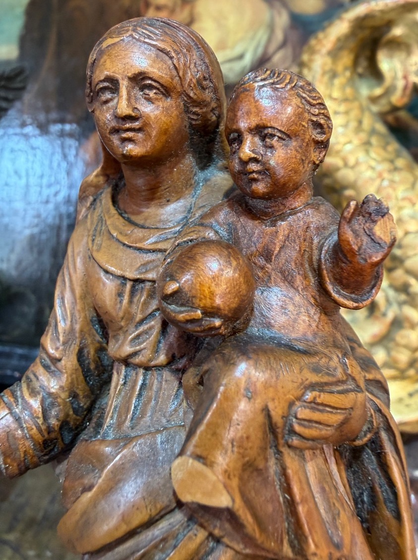 Boxwood Statuette, Virgin And Child. 18th Century, France.-photo-5