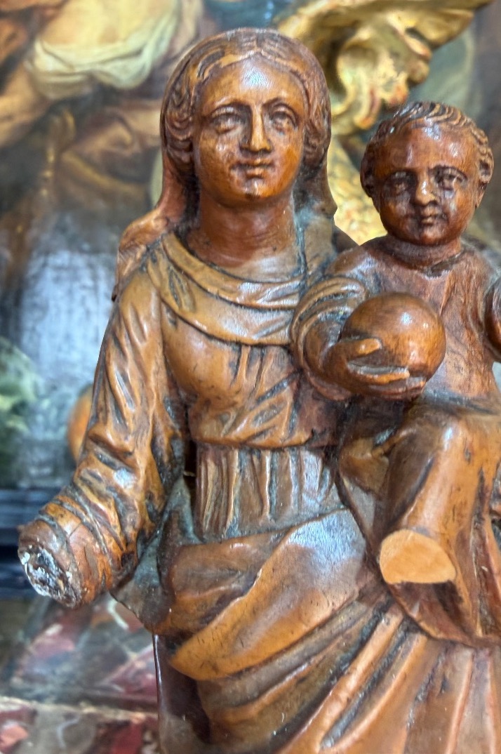 Boxwood Statuette, Virgin And Child. 18th Century, France.-photo-6