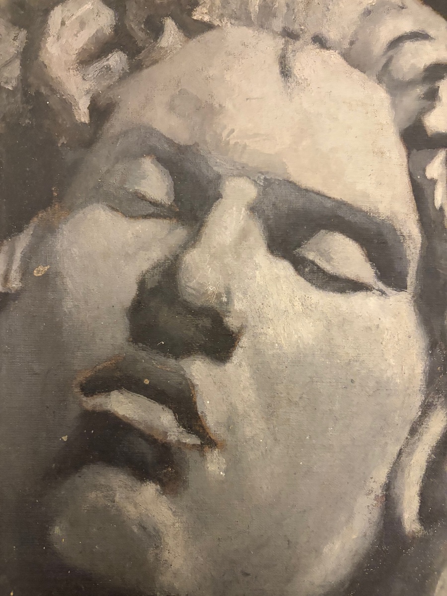 Oil On Canvas, Portrait Of A Young Man, Circa 1940. France.-photo-5