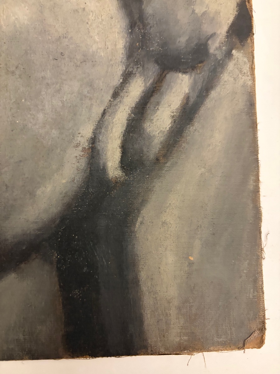 Oil On Canvas, Portrait Of A Young Man, Circa 1940. France.-photo-7