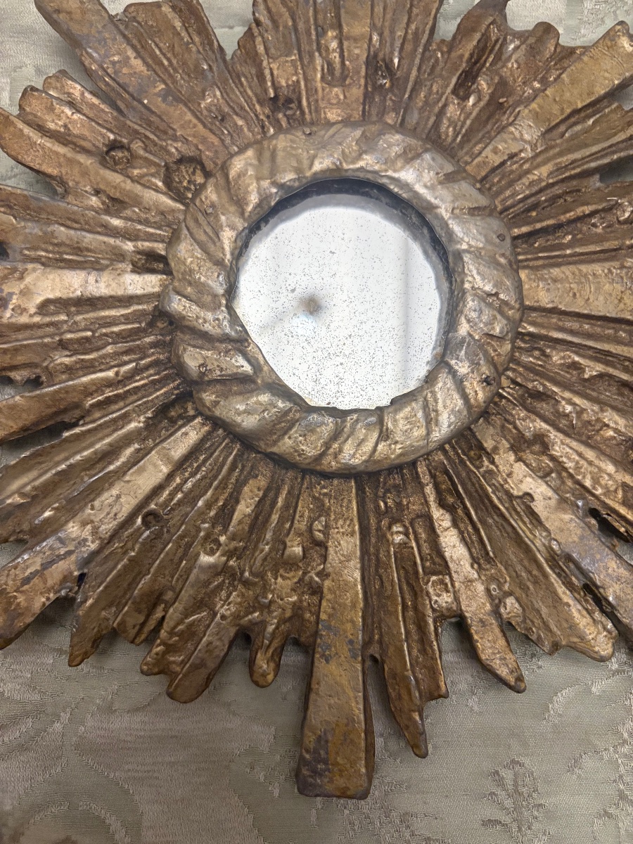 Small Leaded Sun Mirror, Probably From The 17th Or 18th Century, France.-photo-2