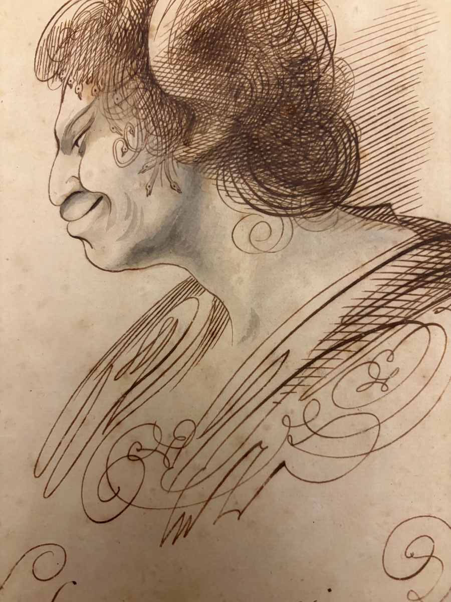 Pen-and-ink Drawing, Calligraphy, “la Fausse Compassion,” 18th Century, France.-photo-4