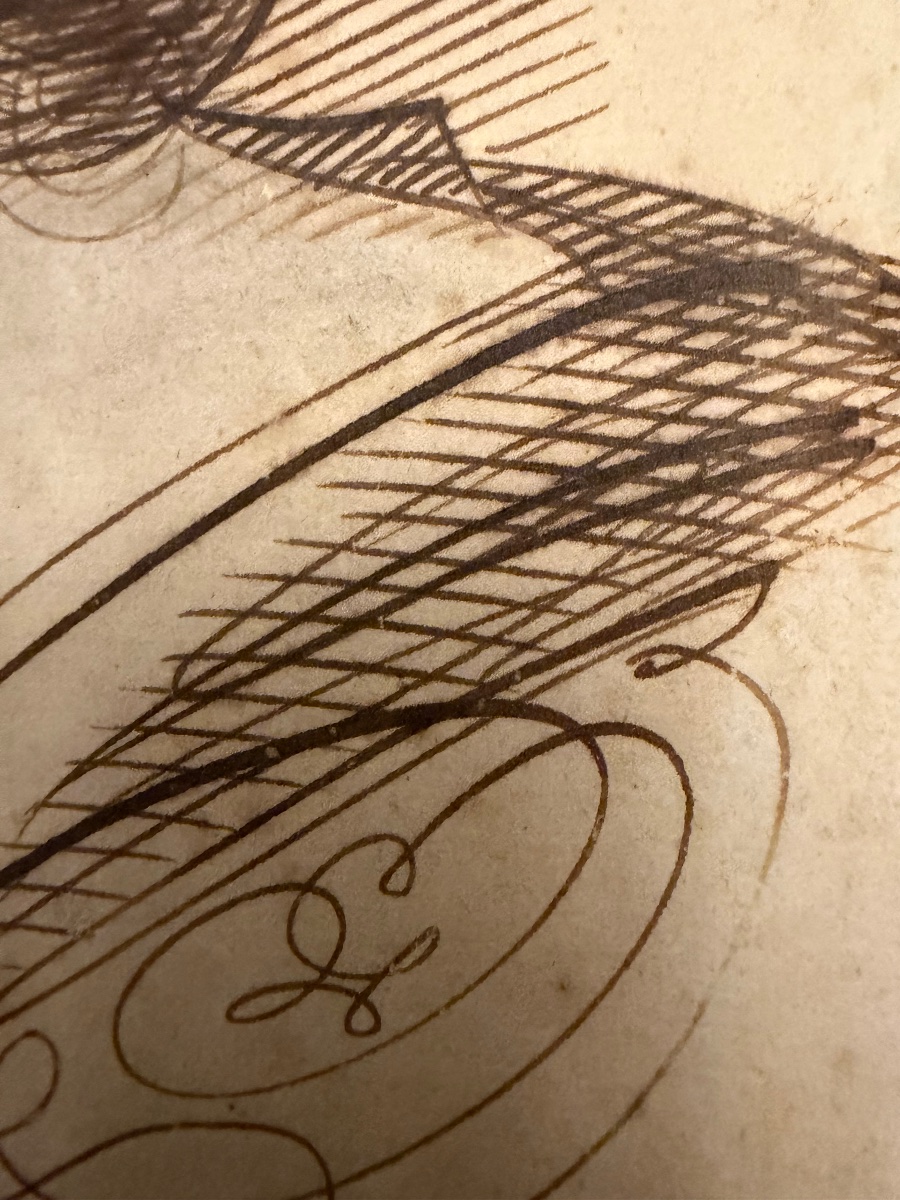 Pen-and-ink Drawing, Calligraphy, “la Fausse Compassion,” 18th Century, France.-photo-3