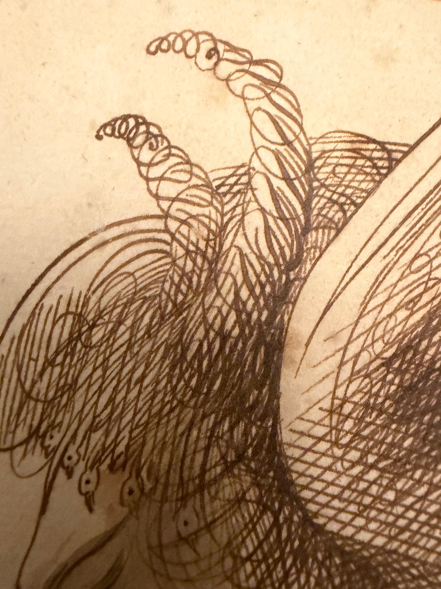 Pen-and-ink Drawing, Calligraphy, “la Fausse Compassion,” 18th Century, France.-photo-6