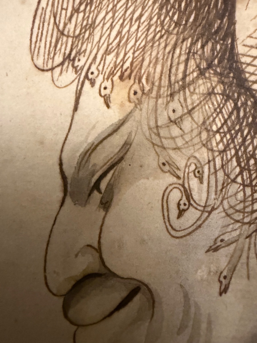 Pen-and-ink Drawing, Calligraphy, “la Fausse Compassion,” 18th Century, France.-photo-8