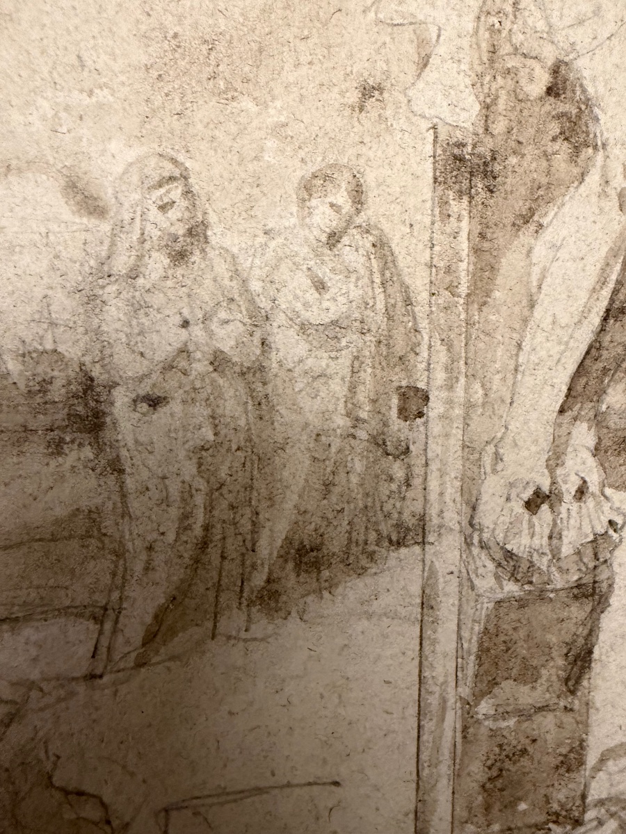 Pen-and-ink Drawing, *the Crucifixion*. 17th Century. France.-photo-2
