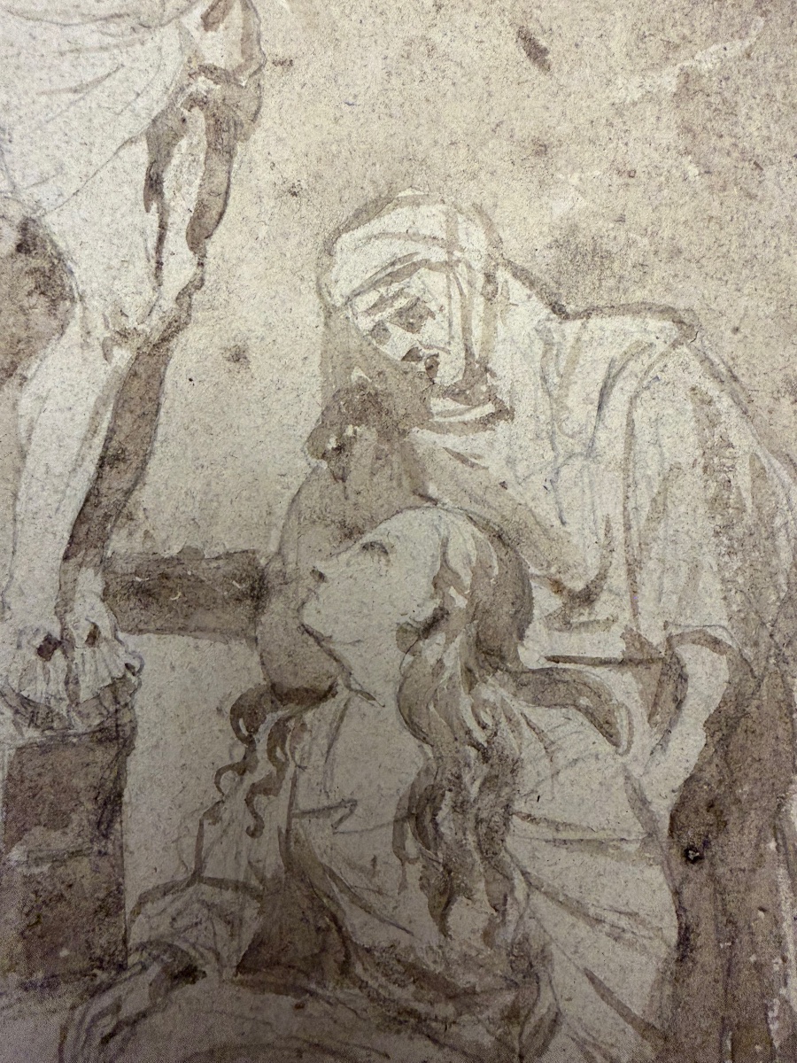 Pen-and-ink Drawing, *the Crucifixion*. 17th Century. France.-photo-4