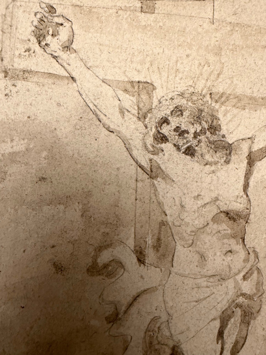 Pen-and-ink Drawing, *the Crucifixion*. 17th Century. France.-photo-8