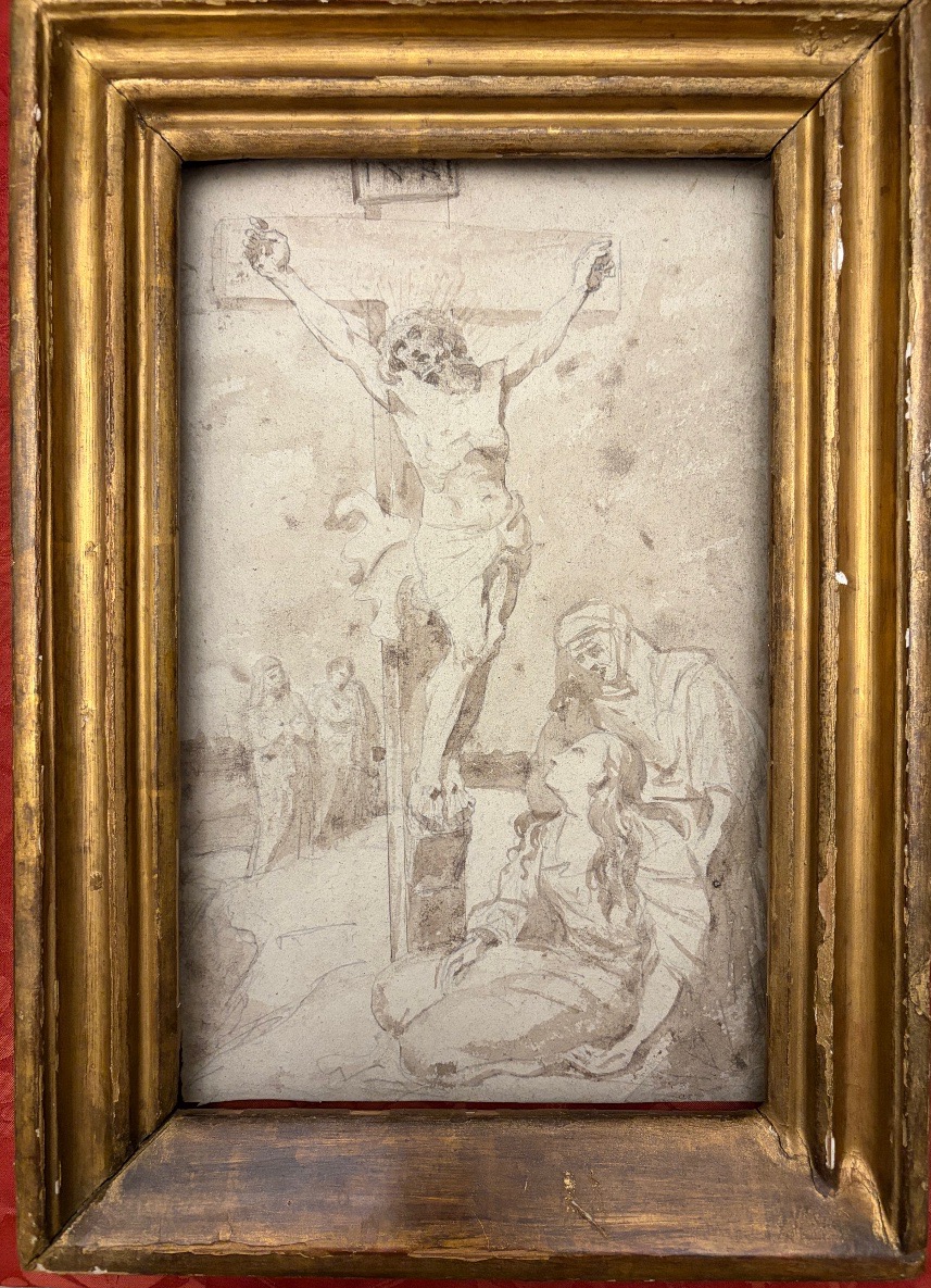 Pen-and-ink Drawing, *the Crucifixion*. 17th Century. France.
