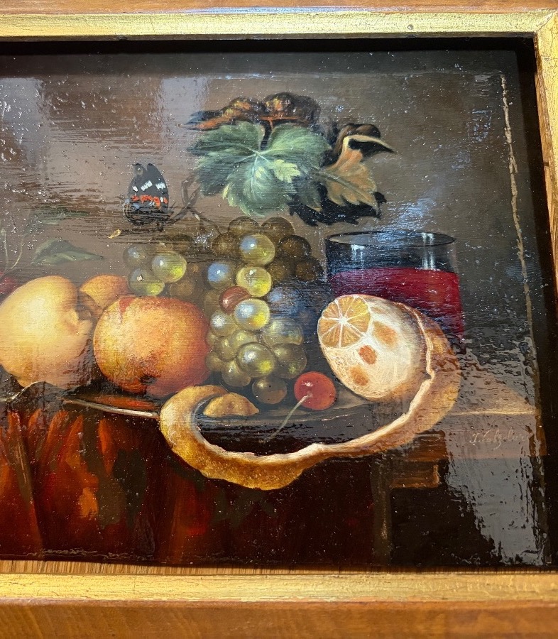 Huile sur cuivre, nature morte, Hollande, XIX éme siècle, dans le goût du XVII éme siècle. -photo-1