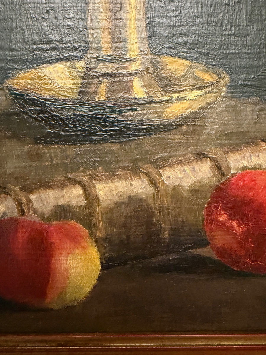 Still Life With An Old Book, Apples, And A Candleholder. France. Early 20th Century, France.-photo-1